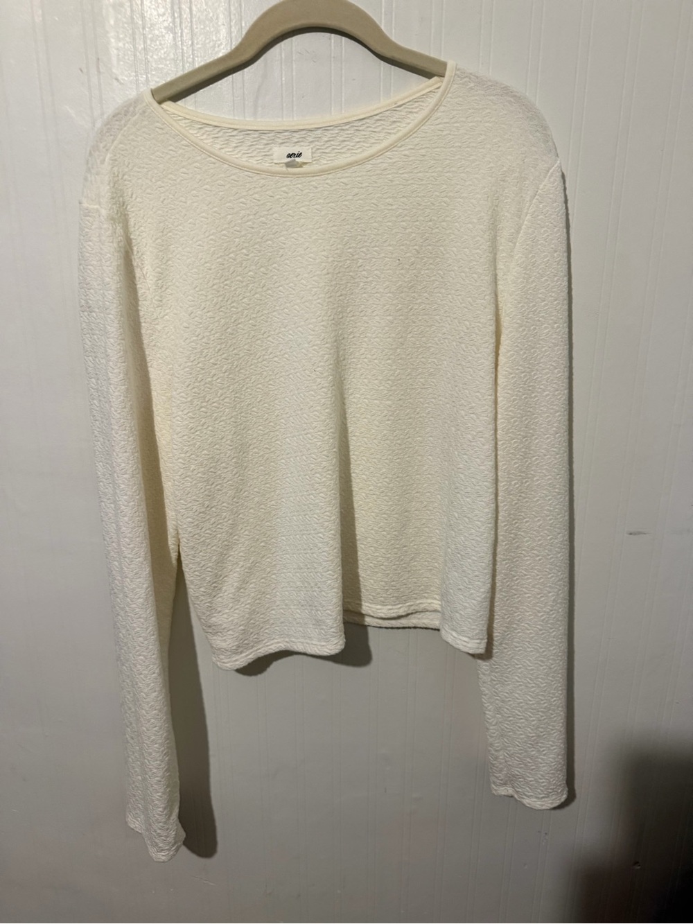 Aerie Long-Sleeve Cream Textured Top XXL